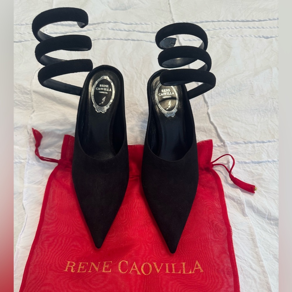 New Rene caovilla 80mm suede mules